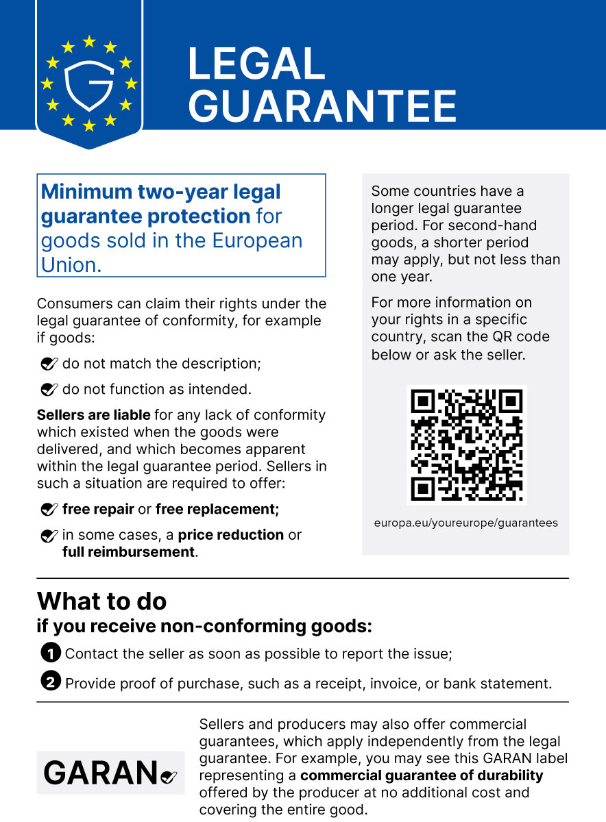 Harmonised EU notice on the legal guarantee of conformity