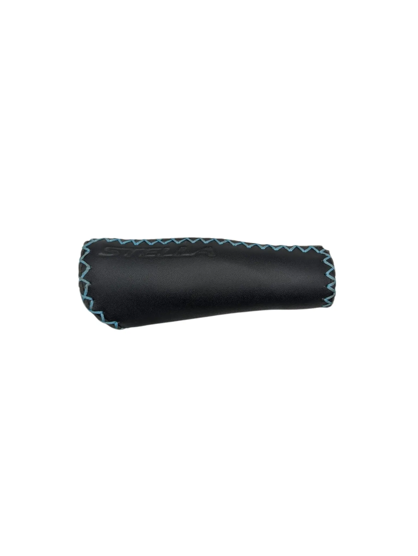 [55614] Handvat Stella leer 135mm links zwart met blauw stiksel