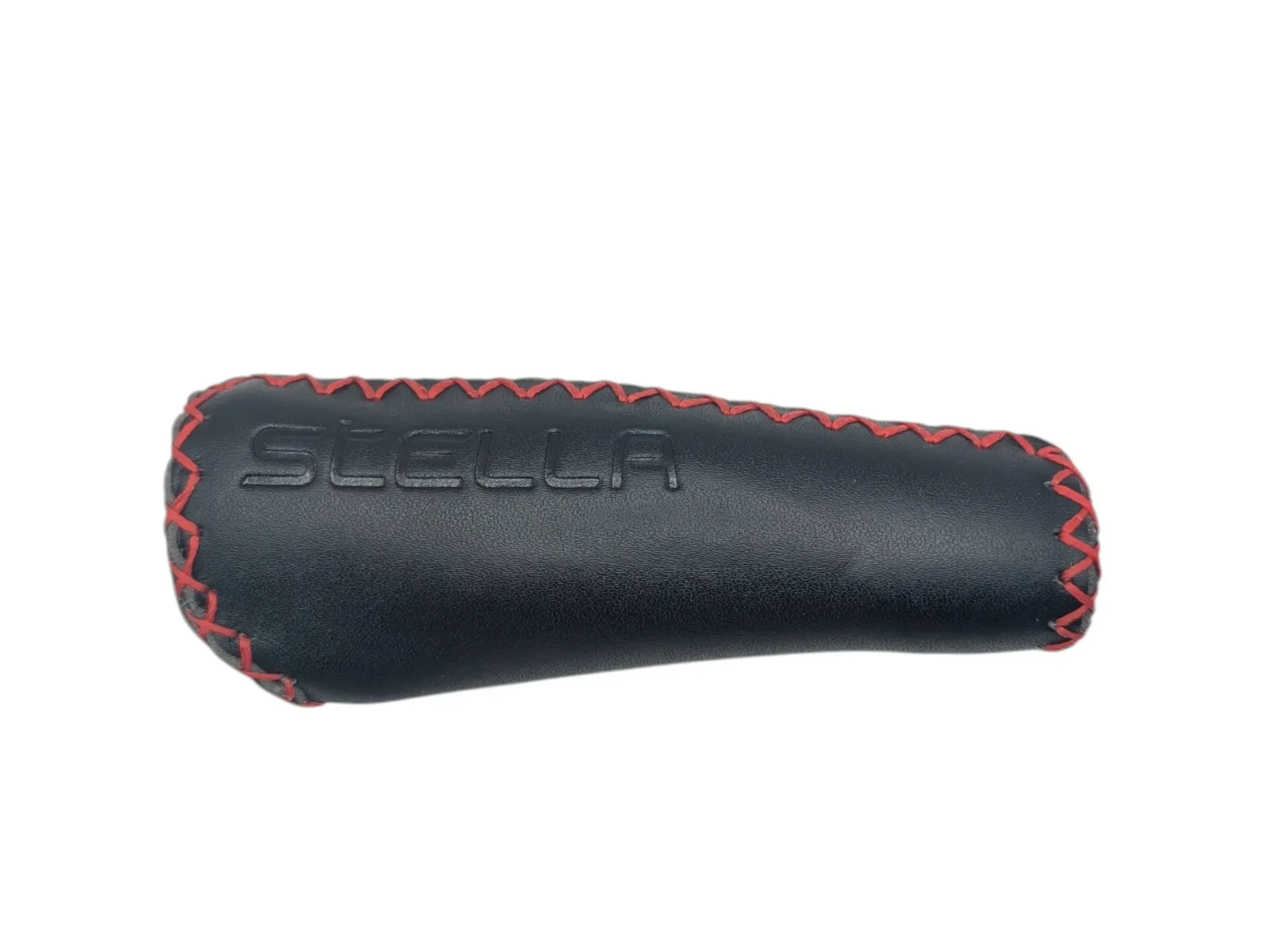[55620] Handvat Stella leer 135mm links zwart met rood stiksel