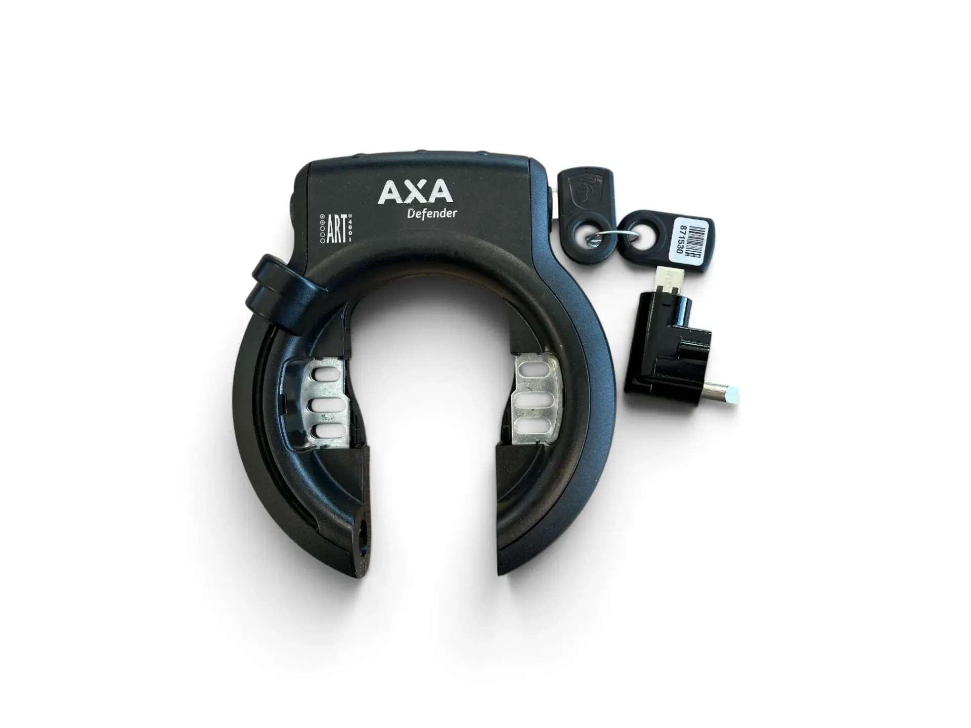 Ring lock AXA Defender black matt with battery lock Bafang rack Amslod